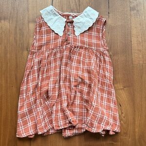 RYLEE + CRU Linen Poppy Check Collared Babydoll Dress / Toddler Girls 2-3T